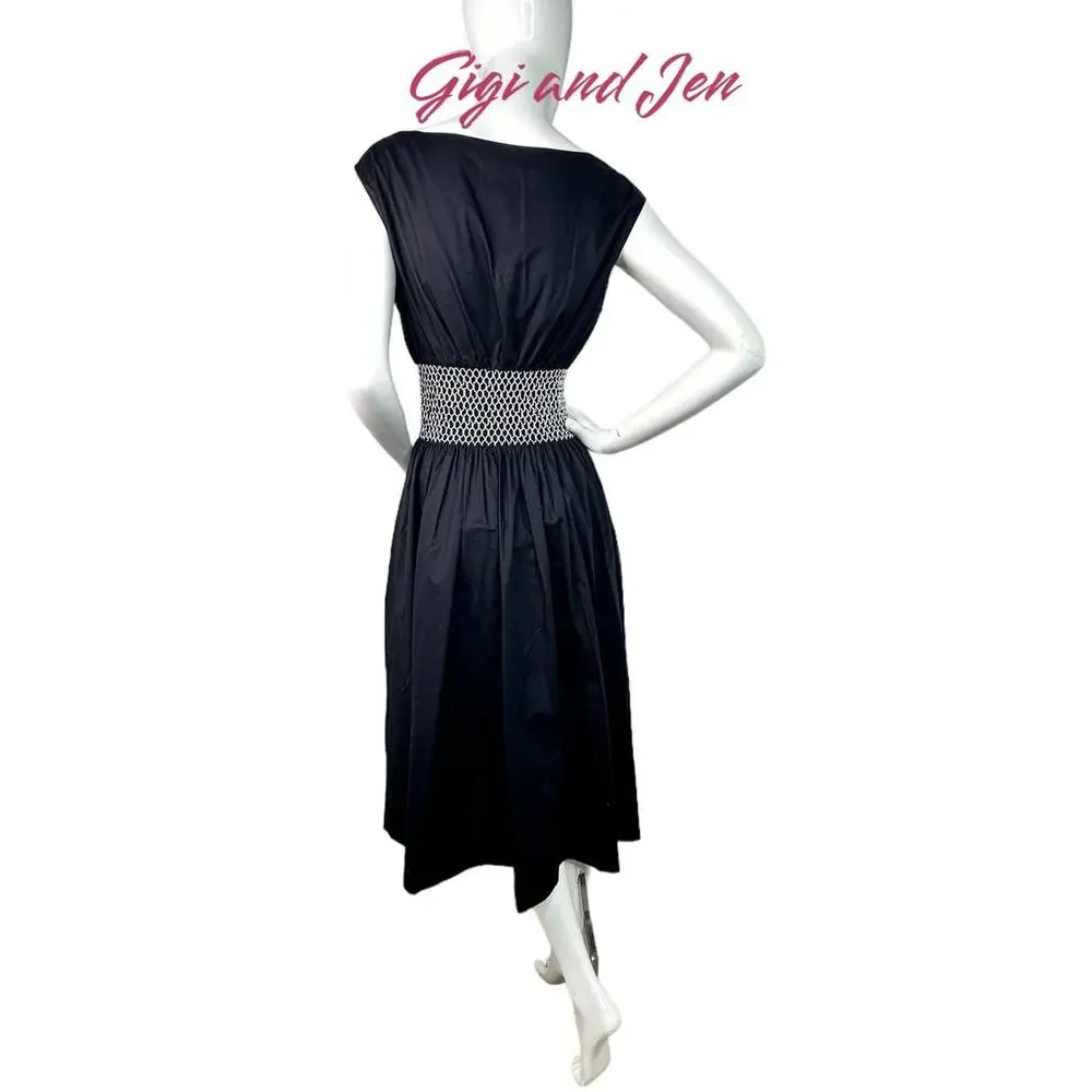 Kate Spade Poplin V-neck Dress Medium in Black